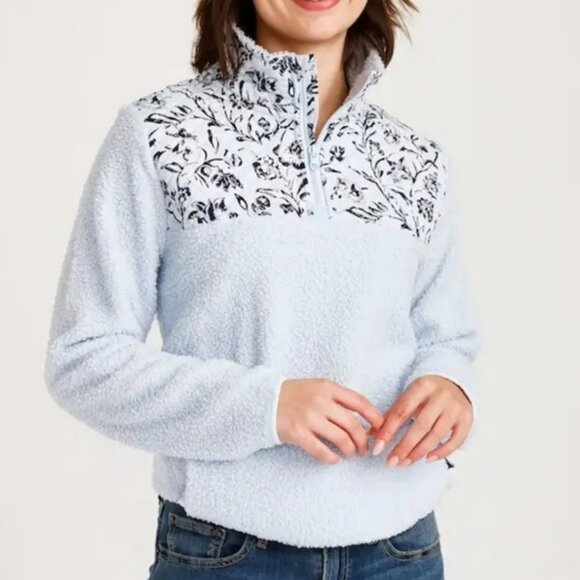 Vera Bradley Perennials Misty Surf Teddy Fleece Pullover ** SZ L - Picture 1 of 9